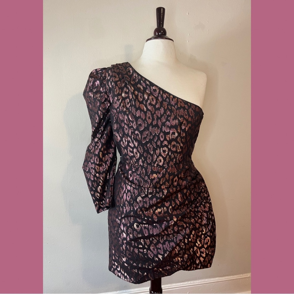 One-Shoulder Leopard Print Dress